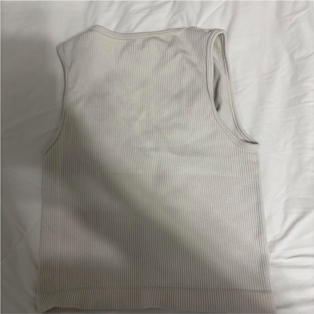 White Ribbed Tank Top - Picture 2 of 4